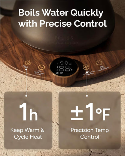 INTASTING Gooseneck Electric Kettle with ±1℉ Temperature Control 0.9 Liter