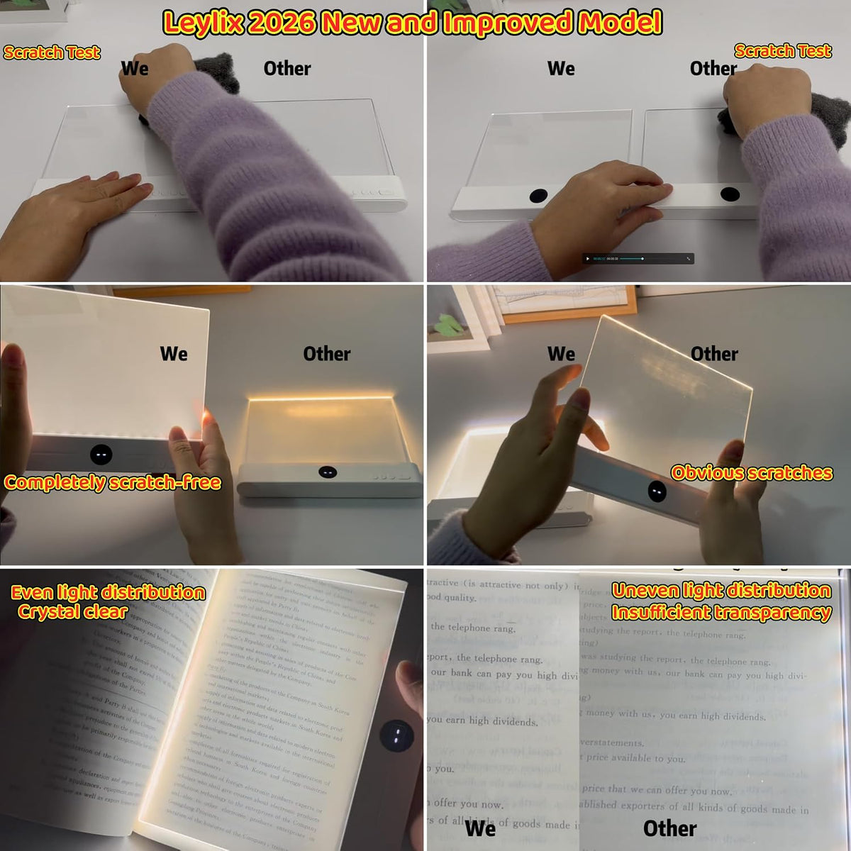 LED Flat Book Light for Reading at Night in Bed, Black