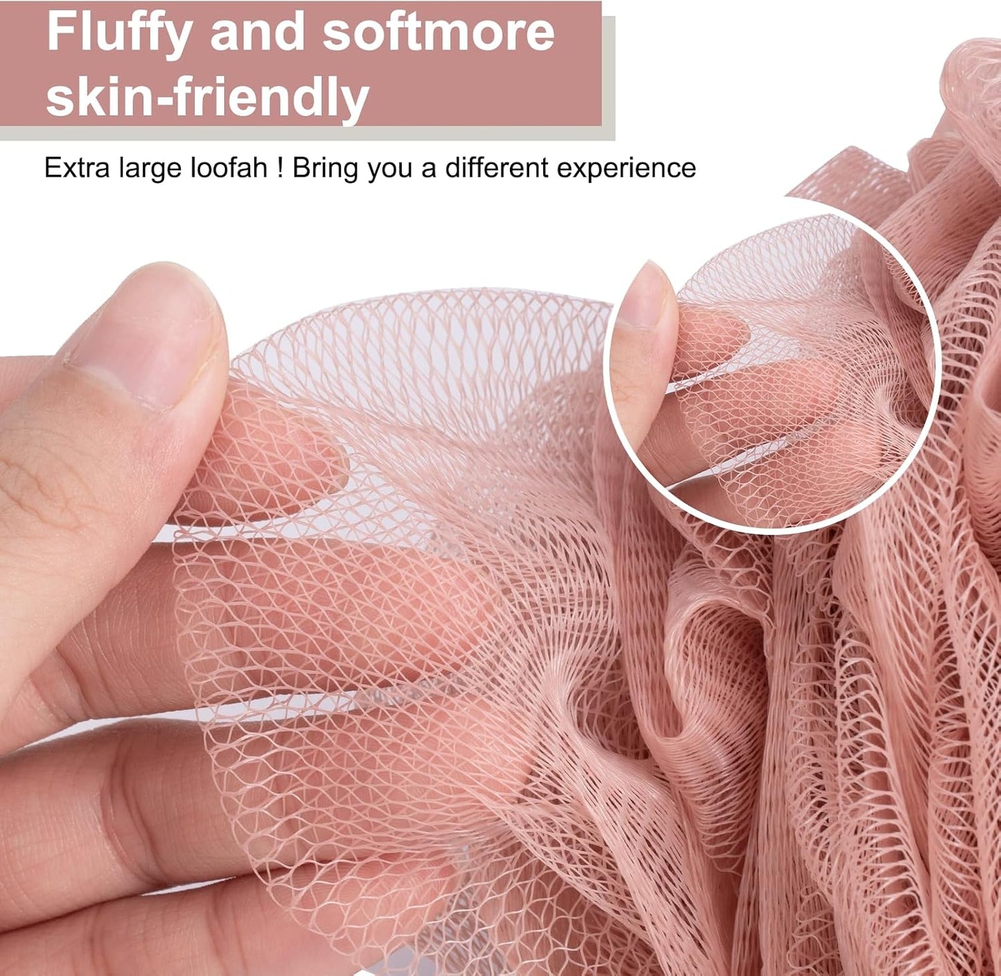 MTDLYICE Loofah Sponge XXL-100g 4 Pack, Bath Sponge Soft Mesh Shower Puff Loofah for Men, Exfoliating Body Scrubber for Women, Shower Accessories (Black)