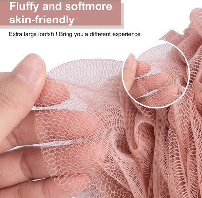 MTDLYICE Loofah Sponge XXL-100g 4 Pack, Bath Sponge Soft Mesh Shower Puff Loofah for Men, Exfoliating Body Scrubber for Women, Shower Accessories (Black)