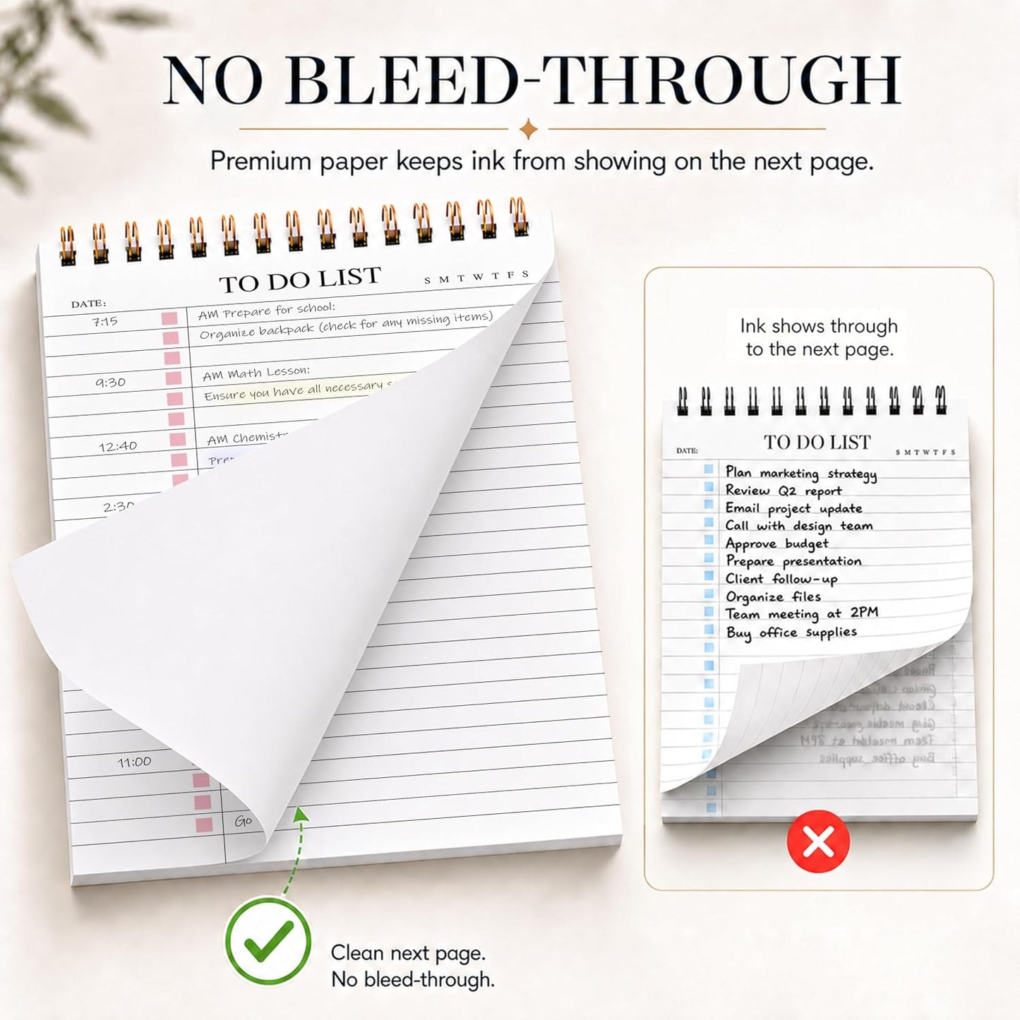To Do List Notepad 3 Pack, Undated Daily Planner Notepad With To Do List Notebook Checklist Planner Spiral Waterproof Notepad for Office Supplies, School Planner, 52 Sheets/Pack, 5.5"*8.3" A5 Size