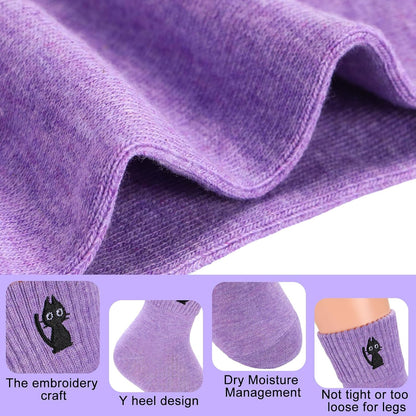 Eurzom 10 Pairs Socks Womens Crew Elastic Ankle Length Cotton Socks Aesthetic Cute Lightweight Low Cut Gifts for Women - Colors B