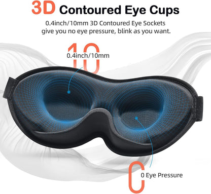 INNELO Sleep Mask for Side Sleeper, Eye Mask Sleeping Women Men, 100% Light Blocking 3D Contoured Cup Sleeping Mask Soft No Eye Pressure Cover Blindfold Night Shade for Travel Nap Yoga, Black