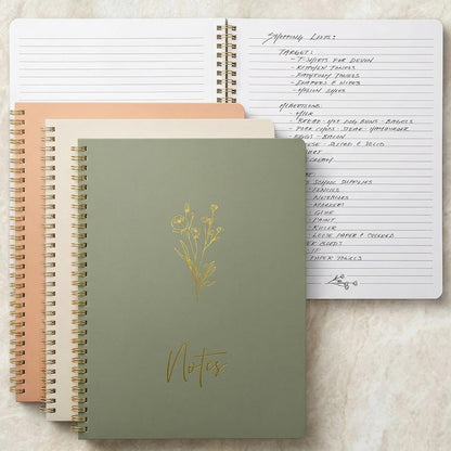 ZICOTO Aesthetic Spiral Notebook Set of 3 For Women - Cute College Ruled 8x6 Journal/Notebook with Large Pockets And Lined Pages - Perfect Supplies to Stay Organized at Work or School