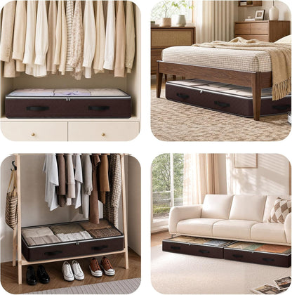 Budding Joy 95L Under Bed Storage Containers, 4 Pack Closet Organizers Grey