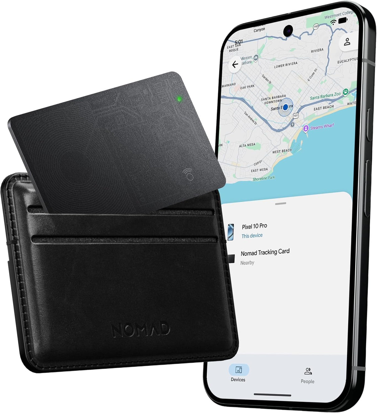Nomad Tracking Card Air for Android, Slim Wallet Tracker Card Compatible with Google Find Hub, IPX7 Waterproof Rechargeable Card Tracker, 7-Month Battery, 1.7mm Thin, Android OS 9 or Later