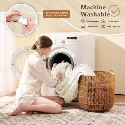 Homemate Heated Blanket Electric Throw - 50"x60" Heating Blanket Throw 1/2/4/6/8 Hours Auto-Off 10 Heat Levels Over-Heat Protection Soft Flannel Sherpa Heater ETL Certification