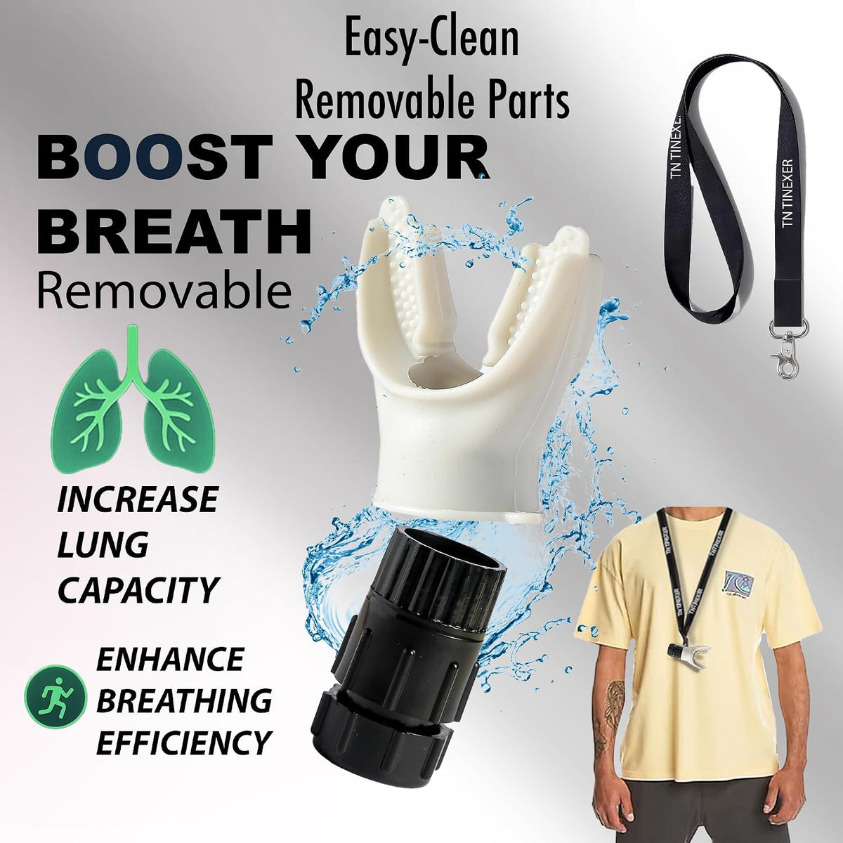TN TINEXER Portable Compact Lung Exercise Device with High Quality Silicone Breathing Exercise Device Portable Muscle Trainer Easy to Clean