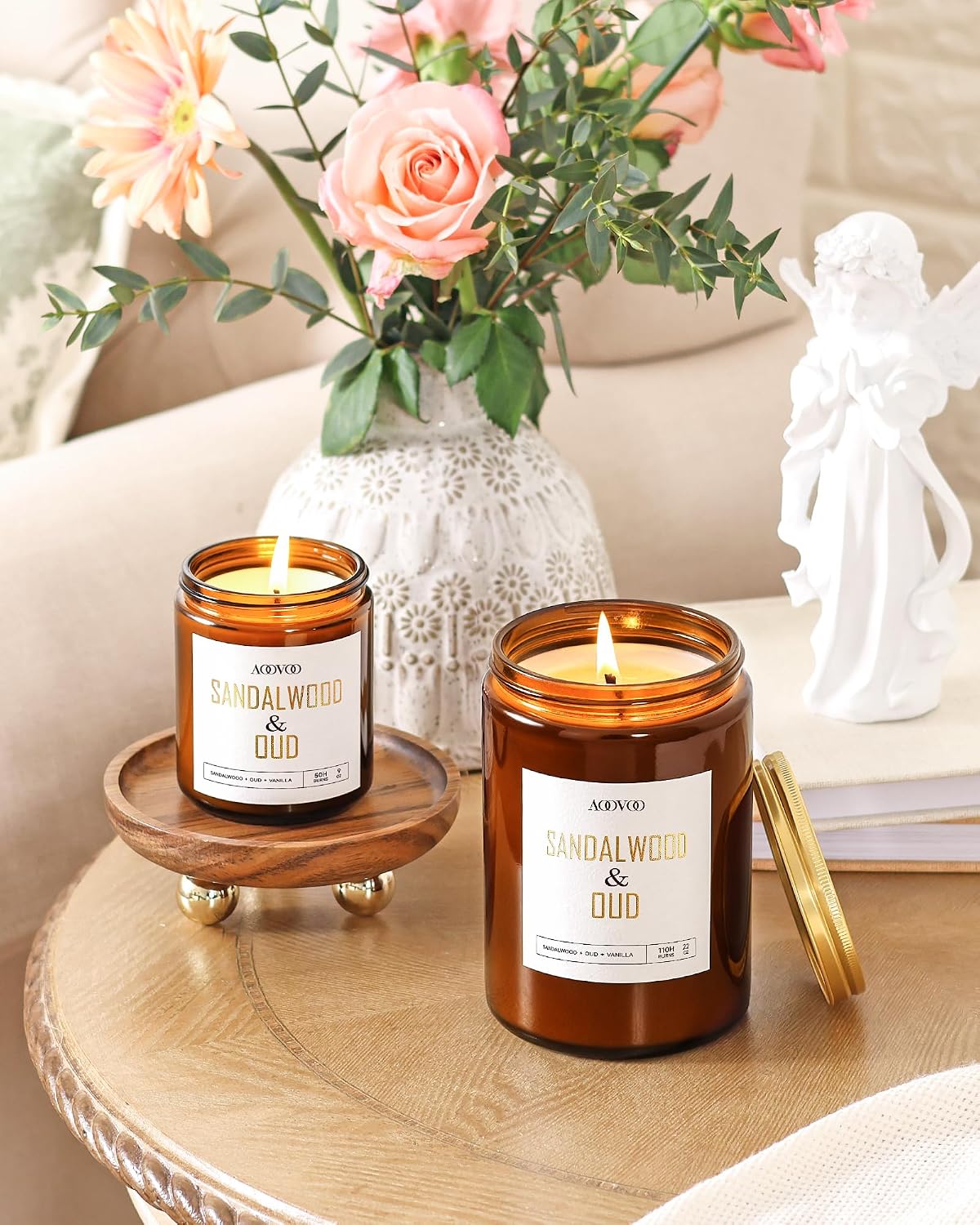 AOOVOO Coconut Vanilla Candles - 9 oz Scented Candles, Aromatherapy Candle, Soy Candle for Home Scented