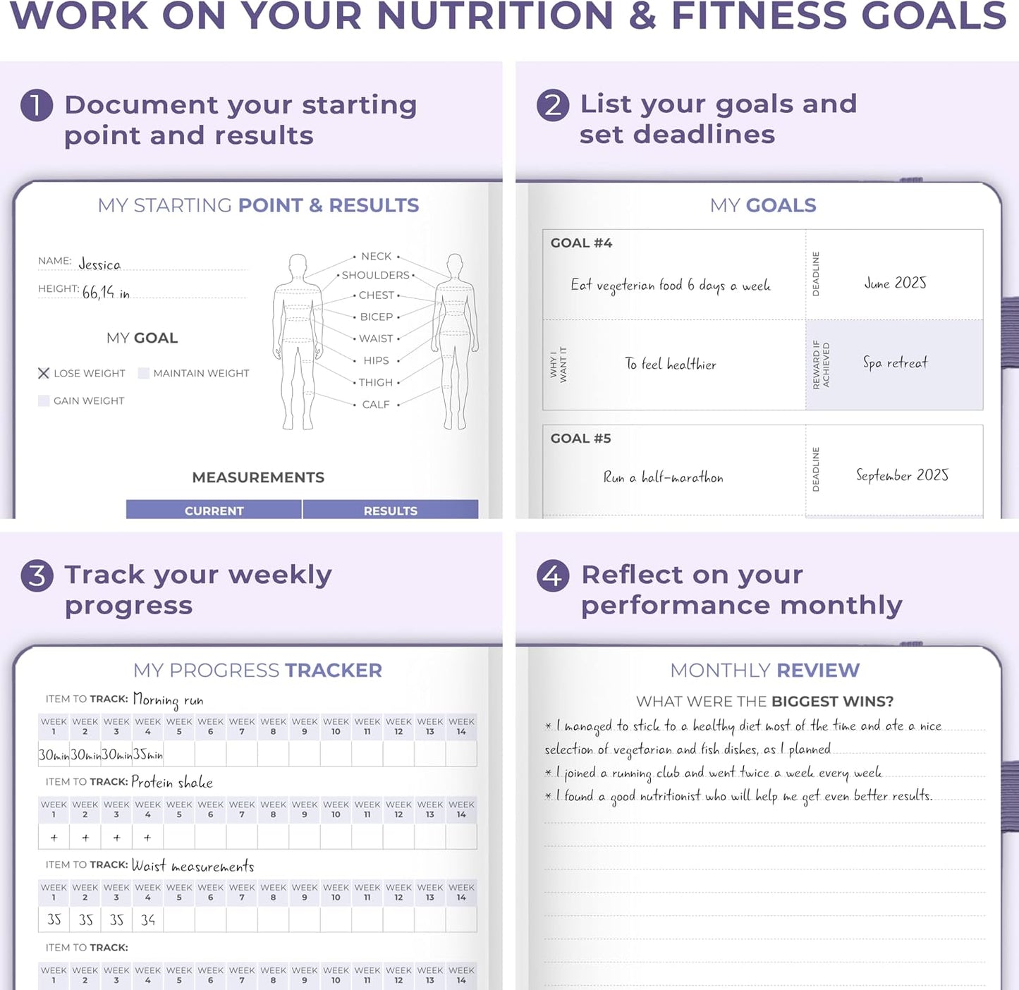 Clever Fox Fitness & Food Journal – Nutrition & Workout Planner for Women & Men – Diet & Gym Exercise Log Book with Calendars, Diet & Training Trackers - Undated, A5 Size, Hardcover (Forest Green)