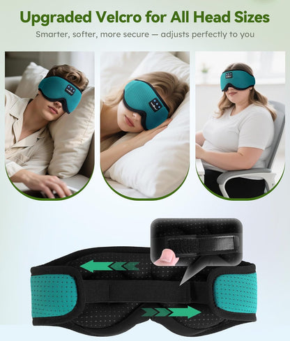 MUSICOZY Sleep Headphones, Bluetooth 5.4 Sleep Mask Headband Headphones Sleeping Eye Mask, Wireless Music Earbuds Earphones with HD Stereo Speakers for Side Sleepers, Cool Gadgets Unique Gift
