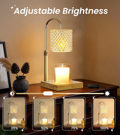 TigQiang Candle Warmer Lamp with Timer Dimmer, Birthday Gifts for Women Mom, House Warming Gifts, Elegant New Home Decor, Wax Warmer for Jar Candles, Heater Lamp for Scented Wax, Amber Glass