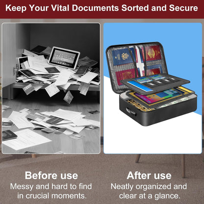 Fireproof Document Organizer Box with Lock for Important Documents
