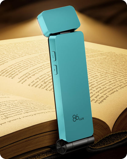 86lux Book Light, Rechargeable Clip-On LED Reading Light for Bed & Night Use - 3 Color Temperatures with Stepless Dimming, Ultralight Bookmark Design for Book Lovers, Grey
