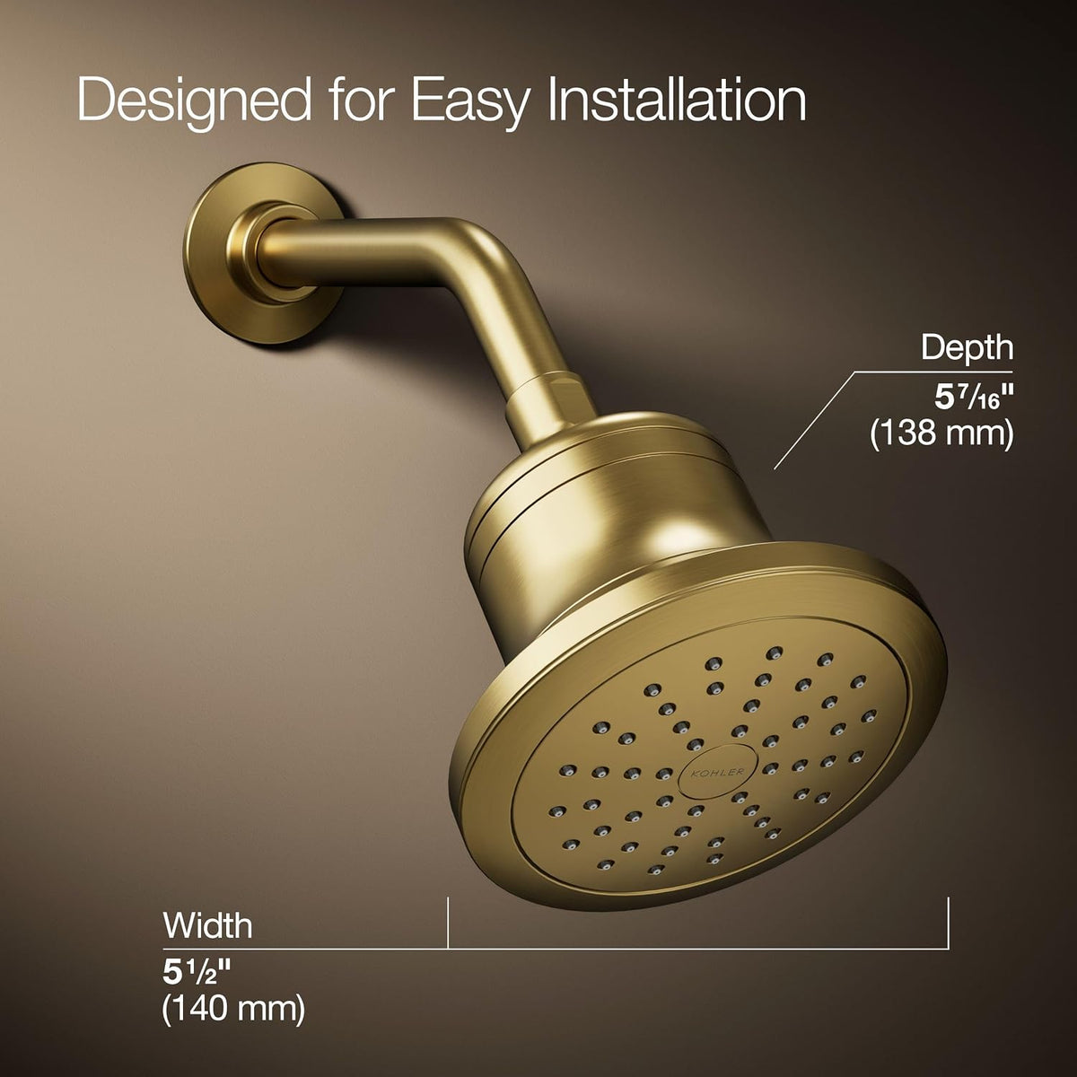 KOHLER 33631-Y-BN Cinq Round Single-Function Filtered Showerhead, Five-Layer Filtration, 2.5 GPM, Full Coverage Spray, Premium Durable Material, Vibrant Brushed Nickel