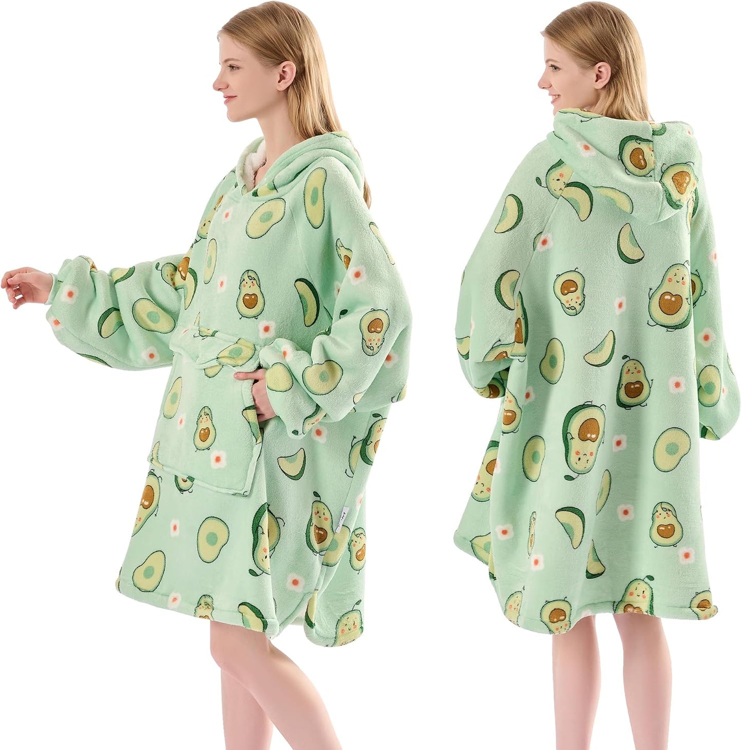 Krifey Wearable Blanket Hoodie, Oversized Sherpa Hooded Blanket for Adults | Soft sherpa fleece with sleeves and pocket; oversized fit for lounging, WFH, camping, Christmas and white elephant gifts.