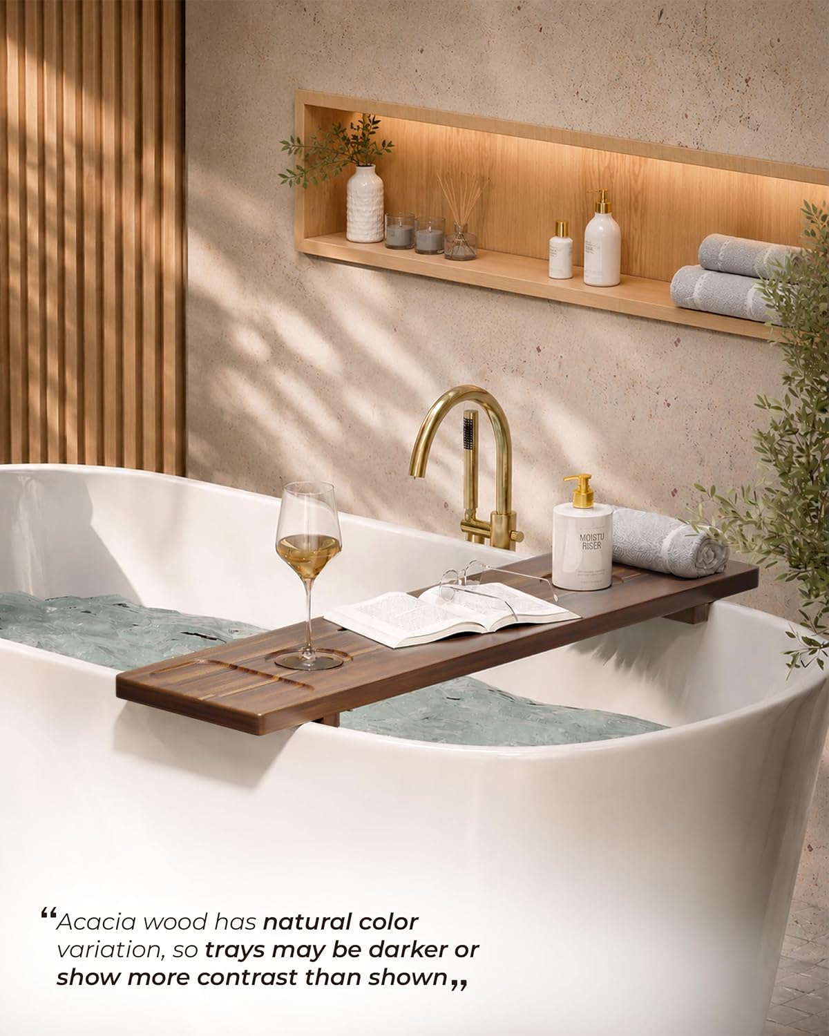 Acacia Large Bath Tray for Tub 34.6"x9" Wooden Bathtub Caddy Tray