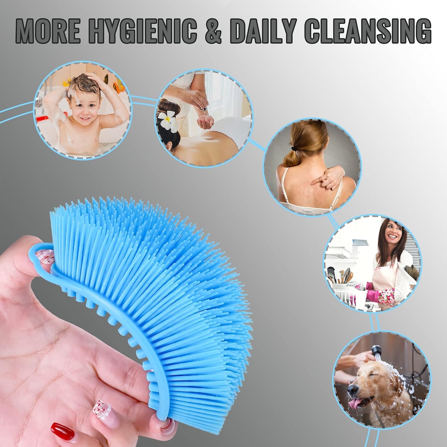 Silicone Body Scrubber Loofah 3 Pack Exfoliating Soft Loofah Shower Brush