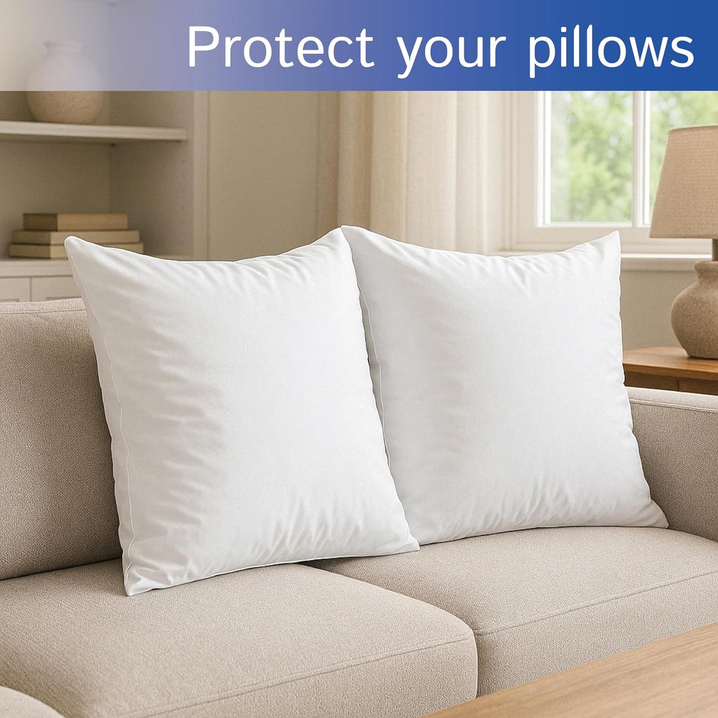Four Seasons Essentials Standard Pillow Protectors (Set of 2) – Zippered Waterproof Pillow Covers Hypoallergenic Dust Proof Pillowcase Encasement Cover