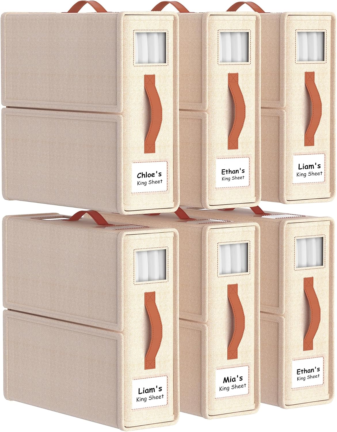 Bed Sheet Organizers, Foldable Linen Closet Storage, 4 Pack, Grey