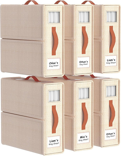 Bed Sheet Organizers, Foldable Linen Closet Storage, 4 Pack, Grey