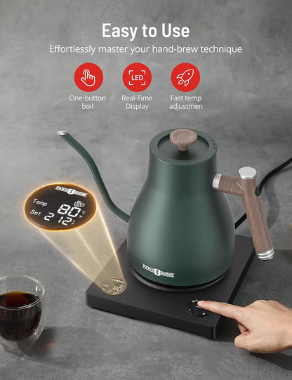 Electric Kettle Temperature Control, 1.7L Large Electric Tea Kettle, 4H Keep Warm Hot Water Boiler with 6 Presets, LED Screen Electric Kettles for Boiling Water, Boil-Dry Protection, BPA Free