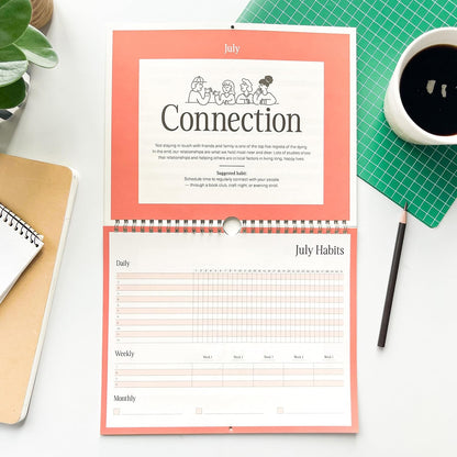 Free Period Press Habit Tracker Calendar & To Do List Planner, Spiral Bound Habit Tracker with Writable Goals, 12 Months Undated, 8"x10”