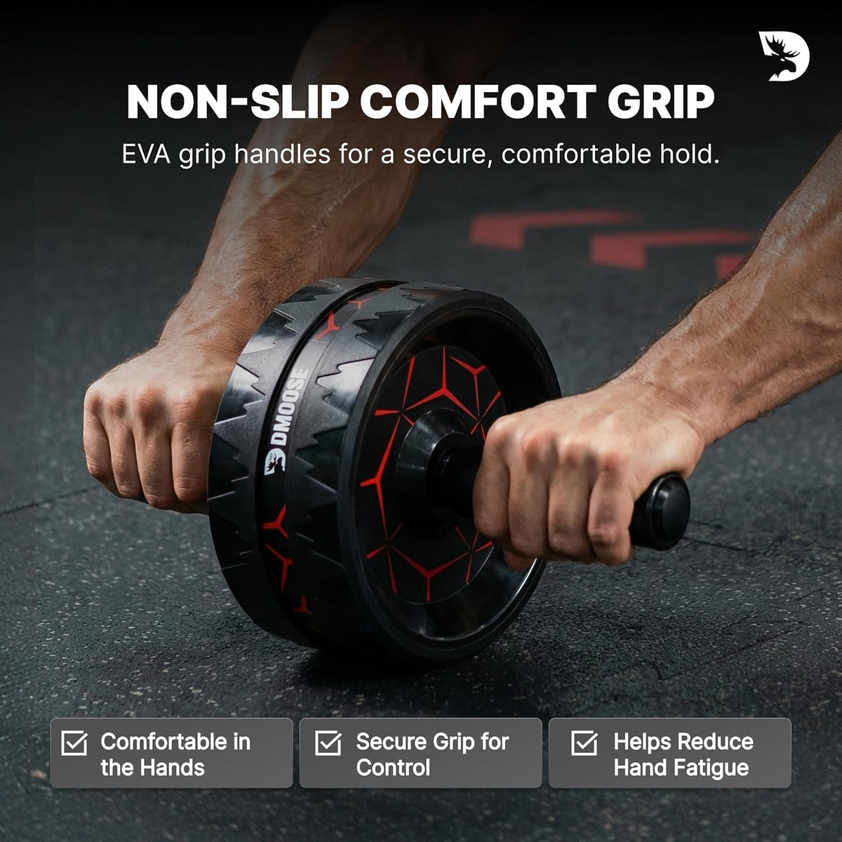 DMoose Fitness Ab Roller Wheel with Elbow Support & 2 Knee Pads - Abdominal Exercise Trainer for Core Strength Training - Ultimate Abs Workout Equipment for Home and Gym - Ab Machine for Men & Women