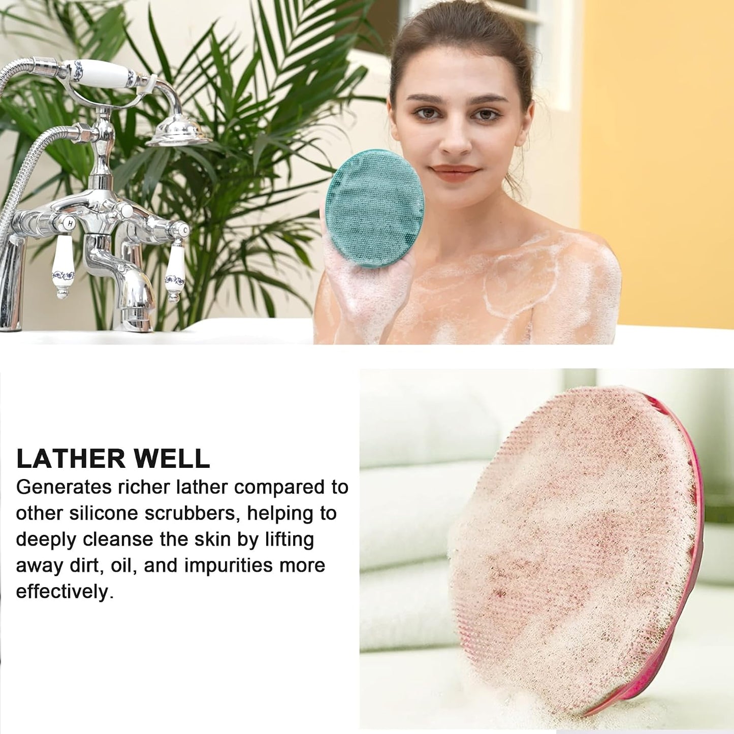 INNERNEED Soft Silicone Body Cleansing Brush Shower Scrubber, Gentle Exfoliating and Massage for All Kinds of Skin (Dark Green)