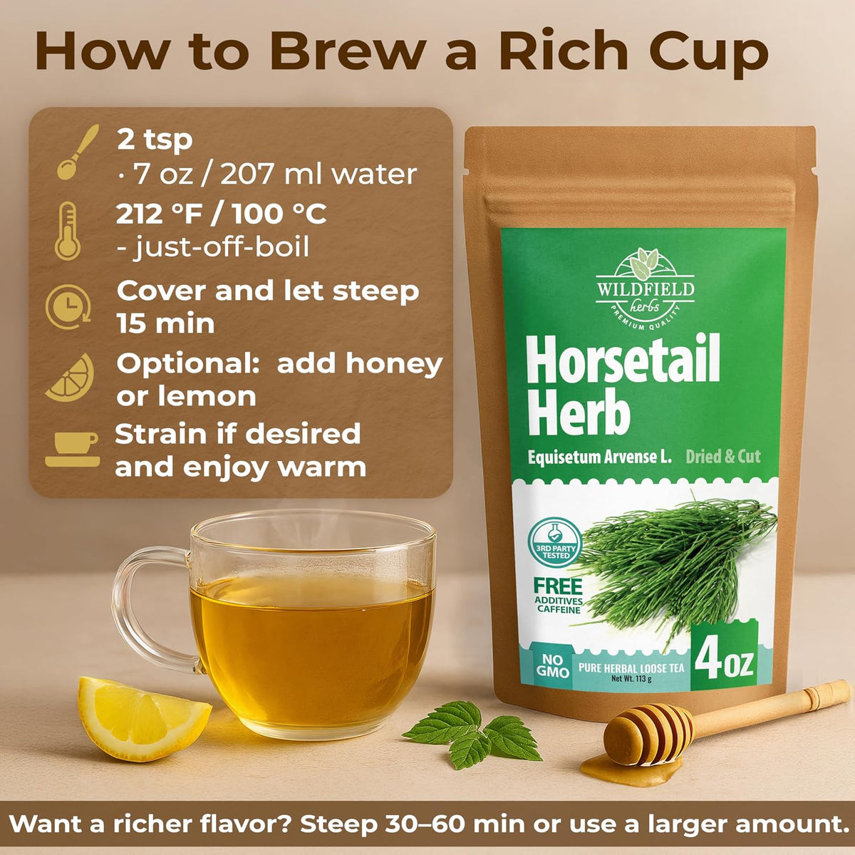 40 Bags Dried Horsetail Herb Tea Shavegrass Cola De Caballo Hierba (Equisetum Arvense) - 40 Count 1.5 g Tea Bags Horsetail Leaf Leaves Herb