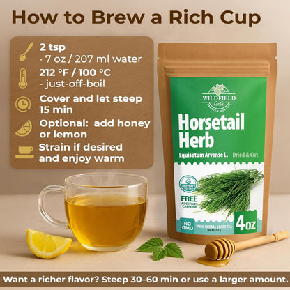 40 Bags Dried Horsetail Herb Tea Shavegrass Cola De Caballo Hierba (Equisetum Arvense) - 40 Count 1.5 g Tea Bags Horsetail Leaf Leaves Herb