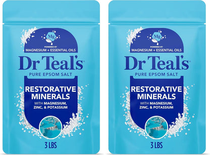 Dr Teal's Epsom Salt Magnesium Soak, Restorative Minerals with Magnesium, Potassium & Zinc, 3 lbs