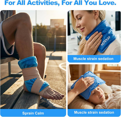 Reusable Ice Packs for Injuries - Flexible Ice Pack for Injuries - Gel Cold Pack Stays Soft When Frozen for Shoulder, Knee, Ankle, Back Pain Relief, Swelling & Bruises - 7.5"x11.5"