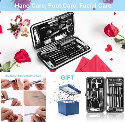 OKOMER Nail Clipper Set - Professional Manicure Set 10 PCS Stainless Steel Nail Kit with Travel Case, Nail Clippers Set Gift for Men Women