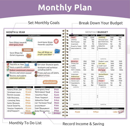 Budget Planner - Monthly Budget Book with Expense Tracker Notebook, Undated Bill Organizer & Finance Planner to Take Control of Your Money, Account Book to Manage Your Finances-Pink