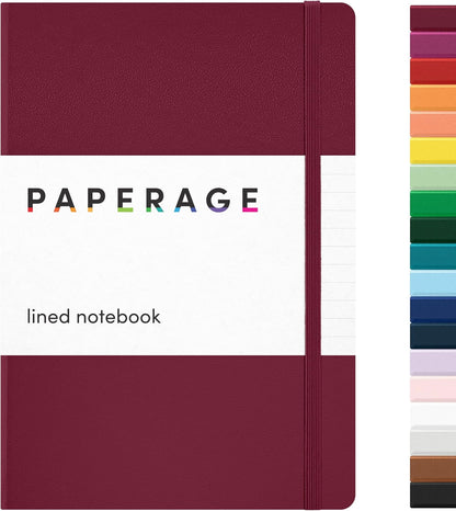 PAPERAGE Lined Journal Notebook, Hardcover Journal for Women & Men, 160 Pages, (5.6 in x 8 in), College Ruled Journaling Notebook for Work, School Supplies & Note Taking, (Black)