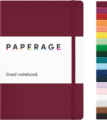 PAPERAGE Lined Journal Notebook, Hardcover Journal for Women & Men, 160 Pages, (5.6 in x 8 in), College Ruled Journaling Notebook for Work, School Supplies & Note Taking, (Black)