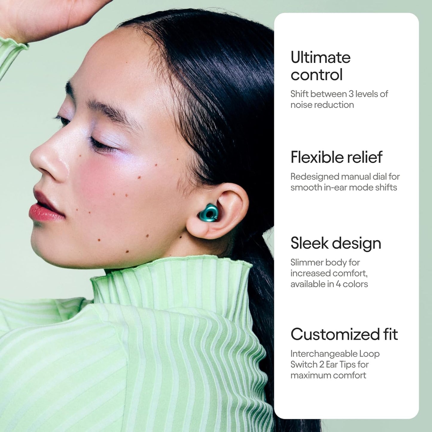 Loop Switch 2 Adjustable Ear Plugs - 3 Noise Relief Modes for Ultimate Control | Flexible Earplugs for Focus, Travel, Socializing, Festivals & More | 20-26 dB (SNR) Reduction