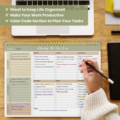 Weekly To Do List Notepad with 52 Undated Sheets（8.5"×11"）- Undated Weekly Planner Notepad for Office Desk Accessories and Supplies - Sunshine Petal