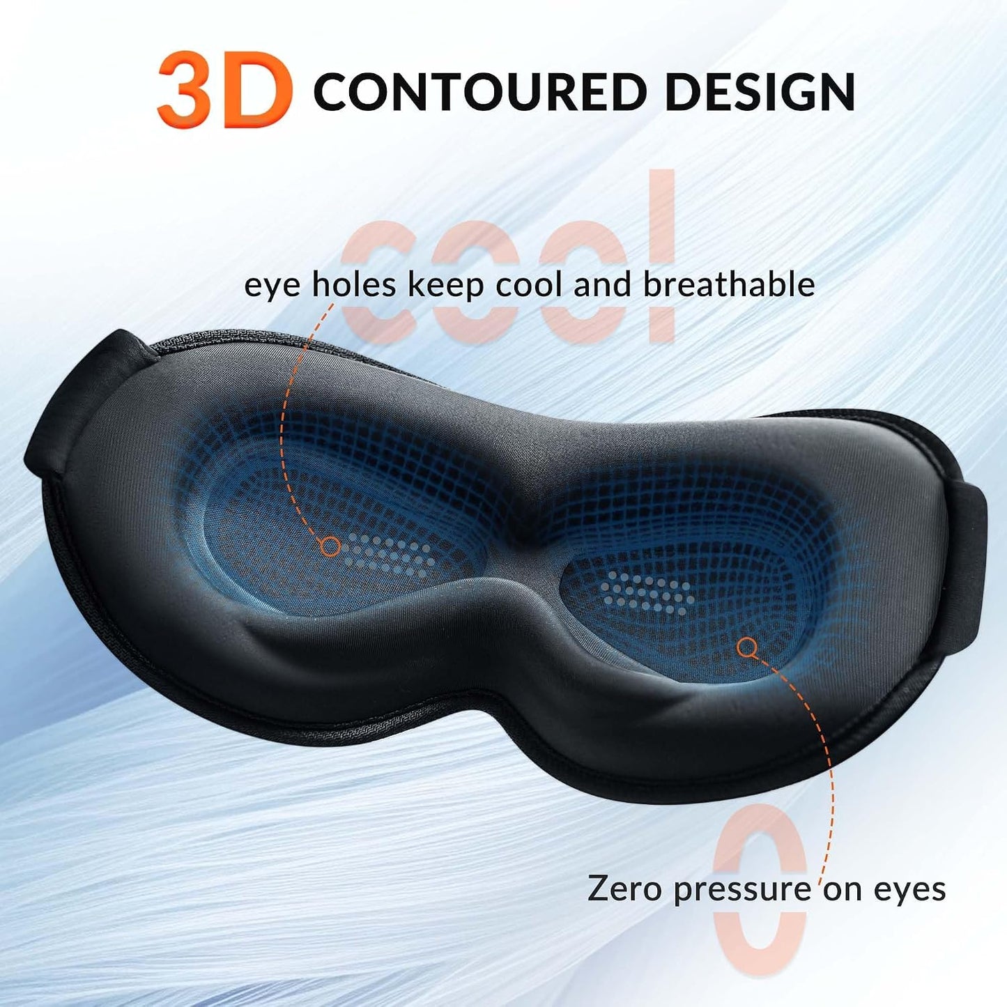 Blackout Weighted Eye Mask for Sleeping: 3D Contoured Gentle-Pressure Sleep Mask for Men & Women - Airplane Travel & Night Shift Essentials, Zero Eye Pressure, Breathable Blindfold, Black