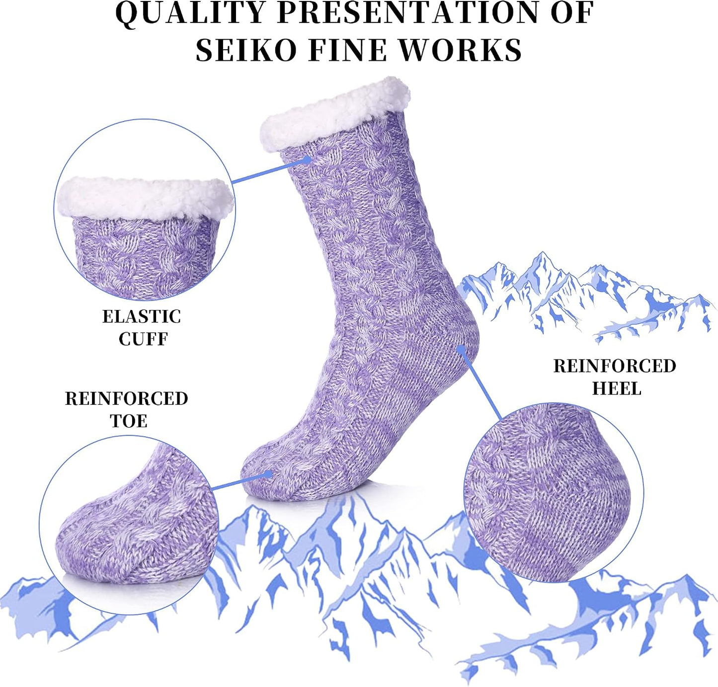 SDBING Women's Winter Super Soft Warm Cozy Fleece Lined Fuzzy Slipper Socks with Grippers