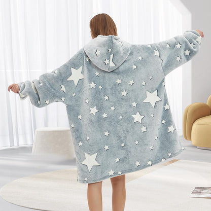 Fiosnow Sun and Moon Blanket Hoodies for Women and Men Adult Oversize Wearable Blanket Hoodies for Soft and Warm