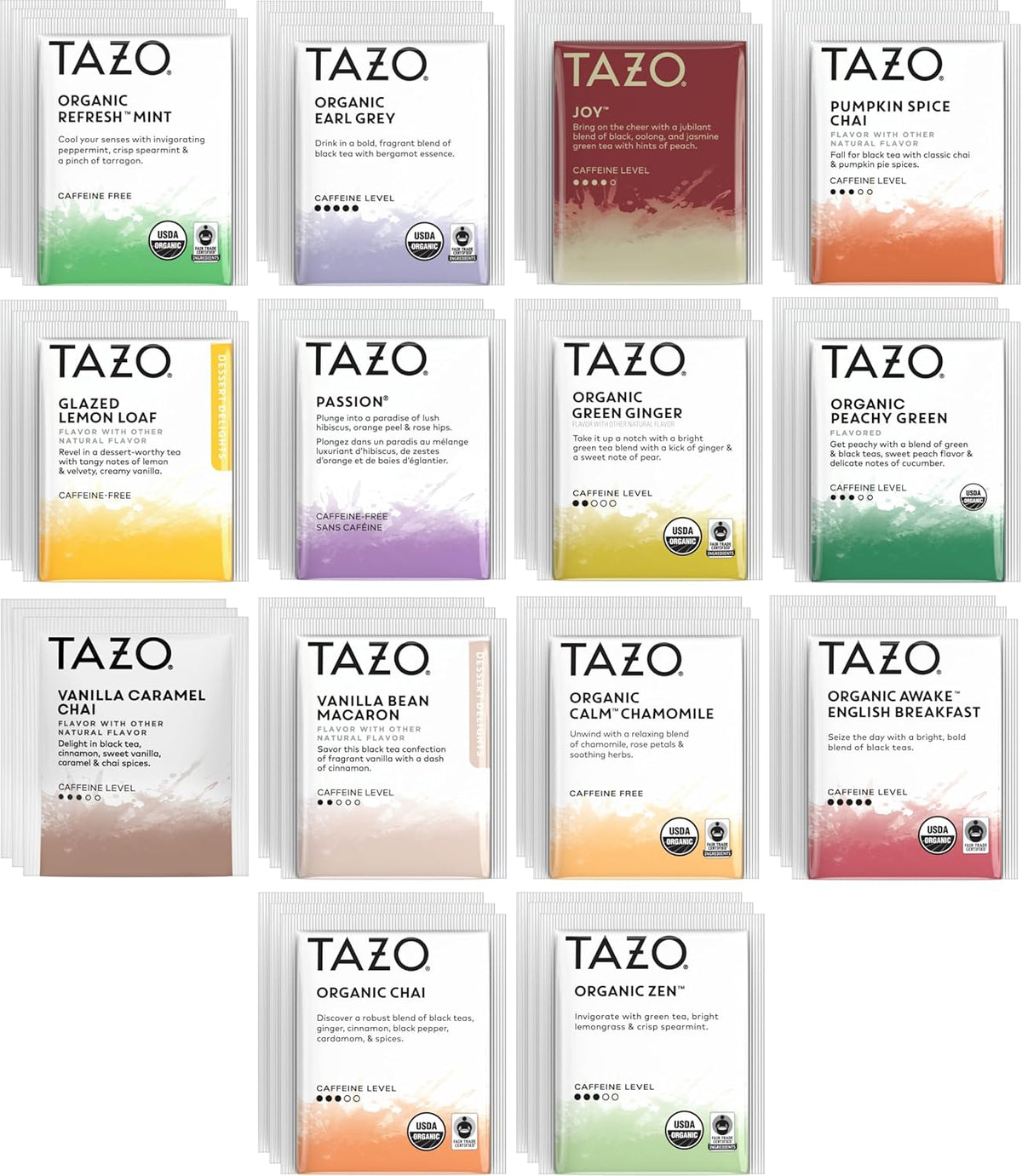 TAZO Tea Bags Variety Sampler Gift Box, 42 Count 14 Flavors