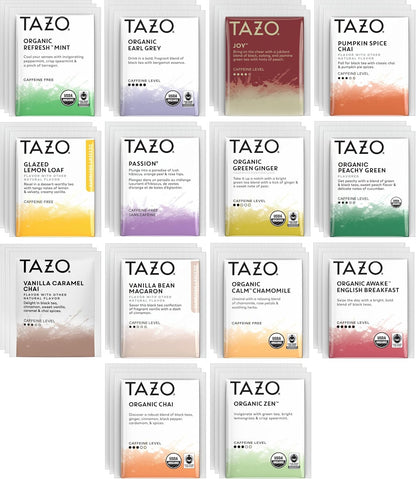 TAZO Tea Bags Variety Sampler Gift Box, 42 Count 14 Flavors