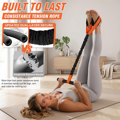 Pedal Resistance Band with Handles for Women, 55LBS Exercise Bands, Thickened Latex Tube, Non-Slip Foot Pedal, Full Body Workout Equipment for Abs/Core/Waist/Leg/Glutes/Arm Strength Training