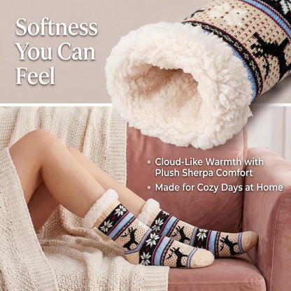 Cozylook Fuzzy Slipper Socks for Women with Grips Warm Cozy Soft Non-Slip Winter Socks Cozy Gift Idea