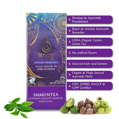 TERAPY ImmunTea Triphala & Ginger Ayurvedic Healthy Herbal Tea Mix, 20 Bags