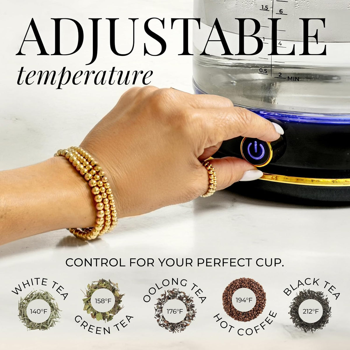Styled Settings Stainless Steel Electric Kettle with Temperature Control