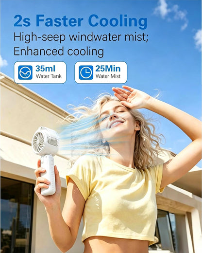Portable Handheld Turbo Mist Cooling Fan-Mini Water Spray 20H/Rechargeable