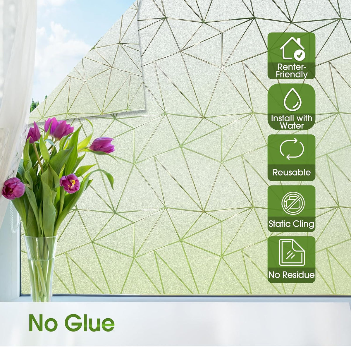 Coavas Blackout Window Privacy Film, Geometric Pattern, 11.8" x 78.7"